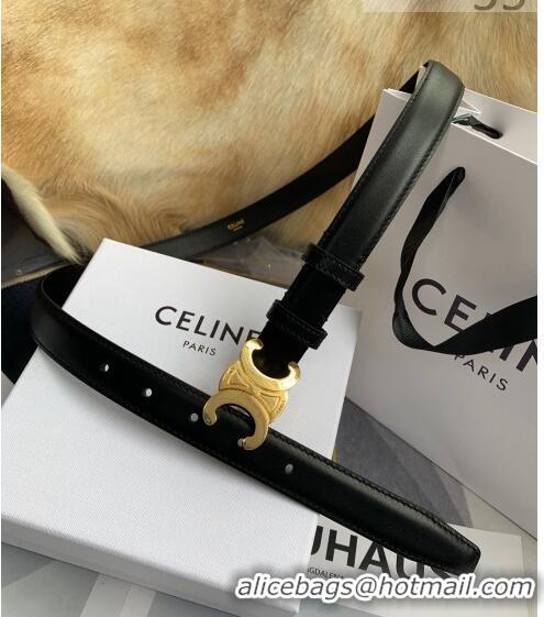 Shop Grade Celine Triomphe Leather Belt 25mm with Logo Buckle C63058 Black 2021