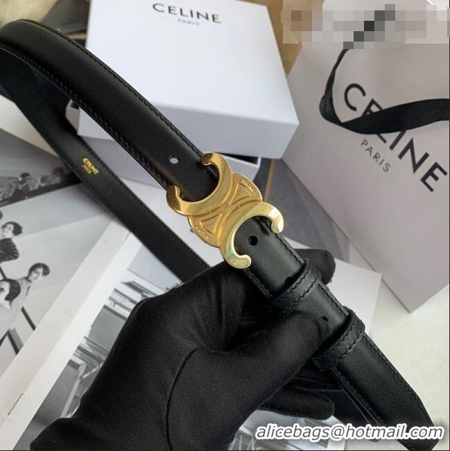 Shop Grade Celine Triomphe Leather Belt 25mm with Logo Buckle C63058 Black 2021