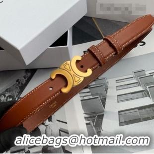 Famous Brand Celine Triomphe Leather Belt 25mm with Logo Buckle C63058 Brown 2021