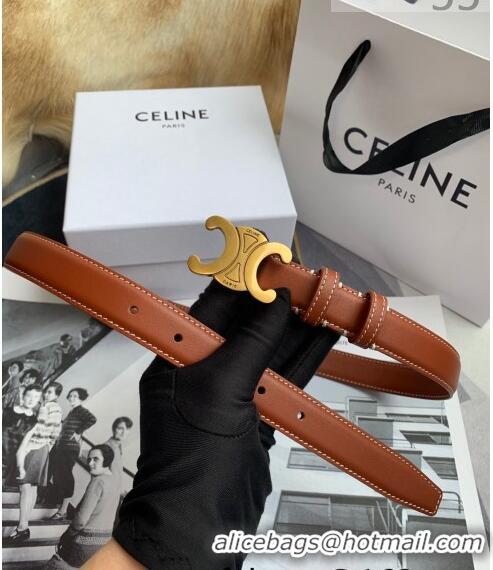 Famous Brand Celine Triomphe Leather Belt 25mm with Logo Buckle C63058 Brown 2021