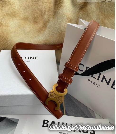 Famous Brand Celine Triomphe Leather Belt 25mm with Logo Buckle C63058 Brown 2021