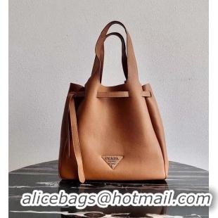 Top Grade Prada Original Leather Tote Bag 1BG339 Brown