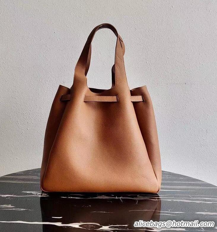 Top Grade Prada Original Leather Tote Bag 1BG339 Brown