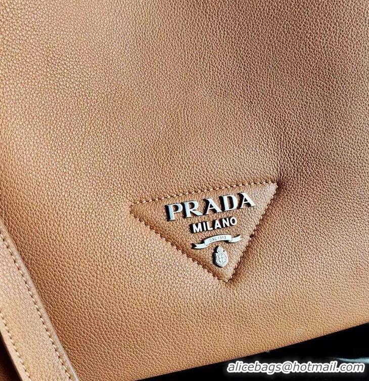 Top Grade Prada Original Leather Tote Bag 1BG339 Brown