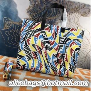 Buy Grade FENDI SHOPPER Multicolor jacquard FF Vertigo bag 8BH357AFL