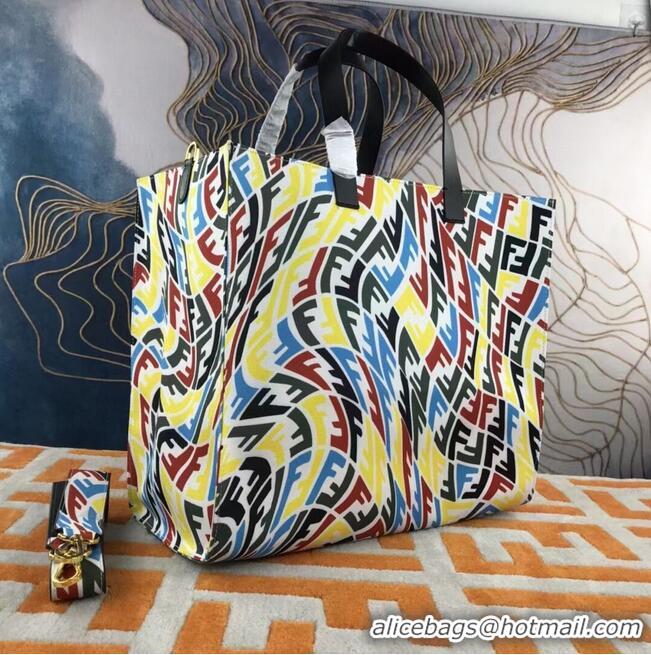 Buy Grade FENDI SHOPPER Multicolor jacquard FF Vertigo bag 8BH357AFL