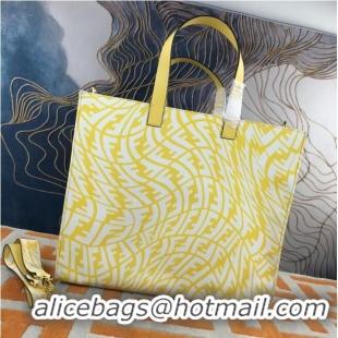 Discount Product FENDI SHOPPER Yellow glazed canvas bag 8BH357AF