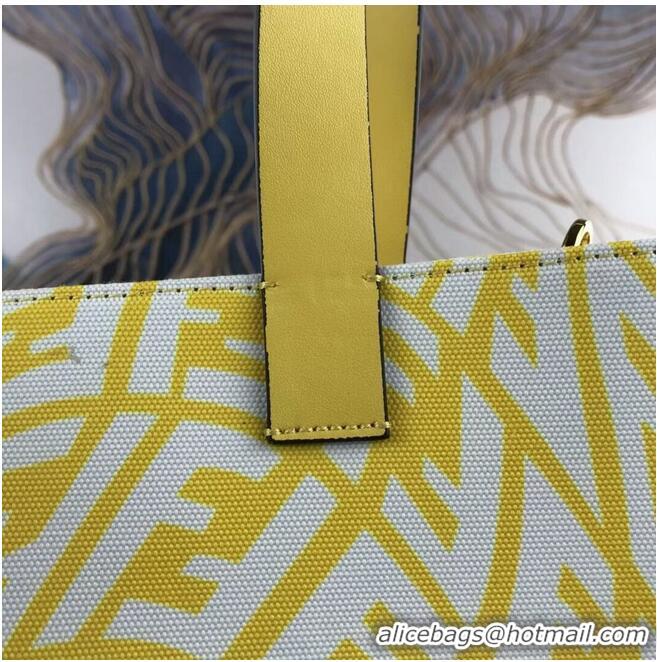 Discount Product FENDI SHOPPER Yellow glazed canvas bag 8BH357AF