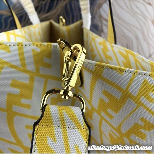 Discount Product FENDI SHOPPER Yellow glazed canvas bag 8BH357AF