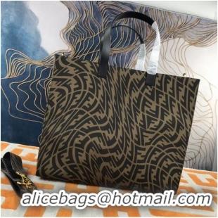 Famous Brand FENDI SHOPPER Brown jacquard FF Vertigo bag 8BH357A