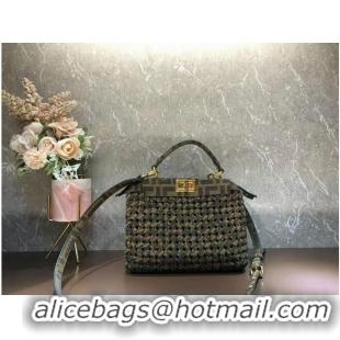 Buy Cheapest Fendi PEEKABOO ISEEU Weave Bag F6363 Brown