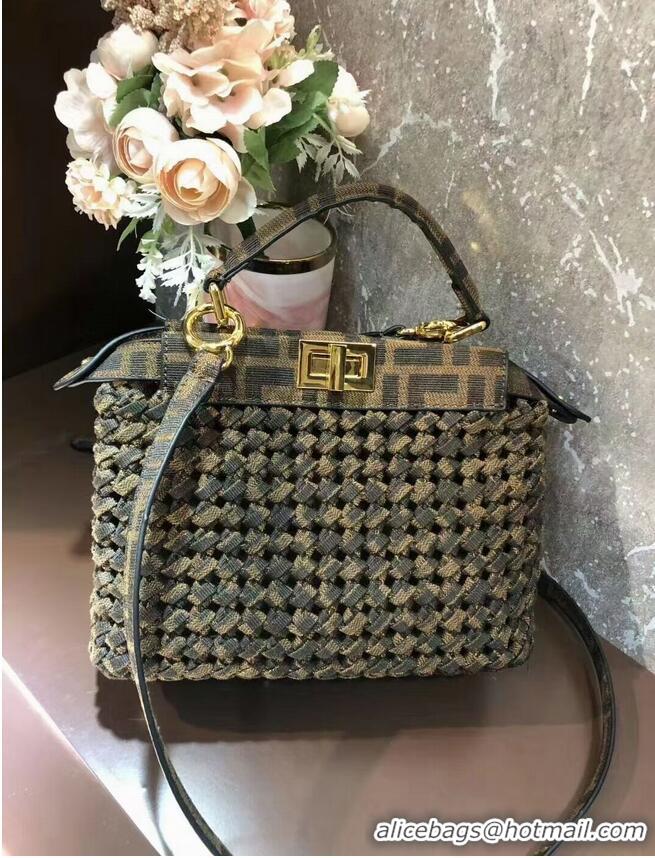 Buy Cheapest Fendi PEEKABOO ISEEU Weave Bag F6363 Brown