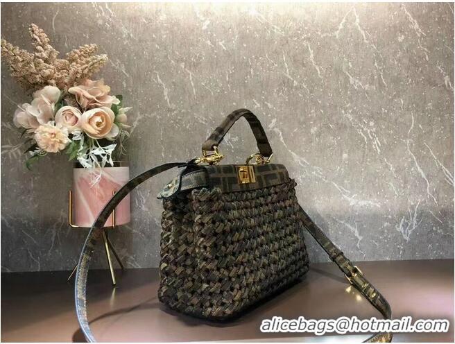 Buy Cheapest Fendi PEEKABOO ISEEU Weave Bag F6363 Brown