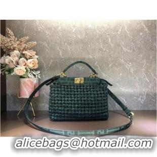 New Release Creation Fendi PEEKABOO ISEEU Weave Bag F4587 blackish green