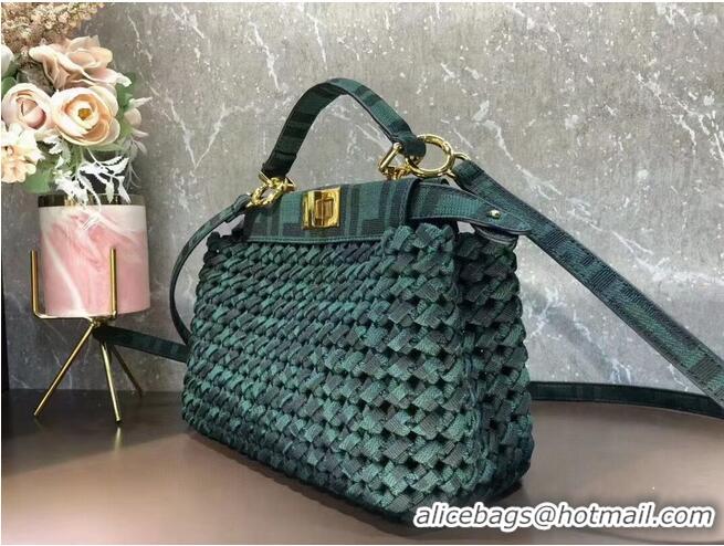 New Release Creation Fendi PEEKABOO ISEEU Weave Bag F4587 blackish green