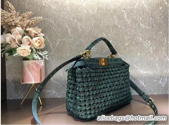 New Release Creation Fendi PEEKABOO ISEEU Weave Bag F4587 blackish green