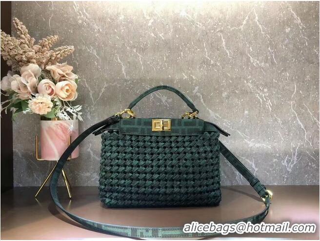 New Release Creation Fendi PEEKABOO ISEEU Weave Bag F4587 blackish green