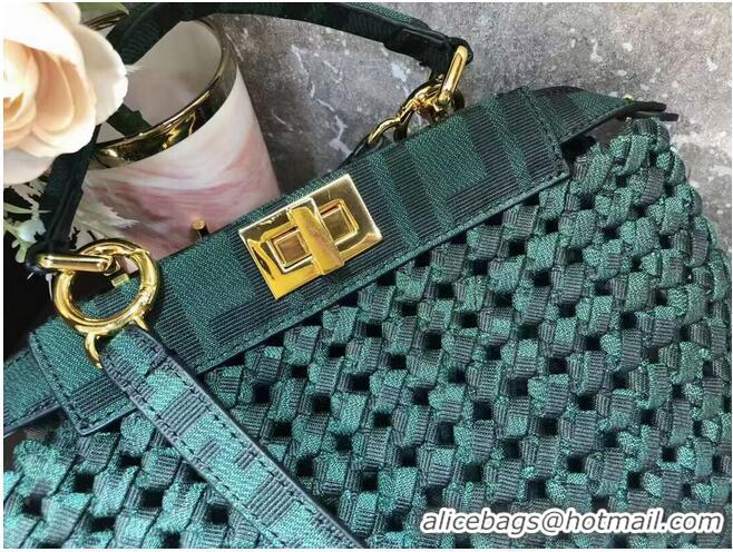 New Release Creation Fendi PEEKABOO ISEEU Weave Bag F4587 blackish green