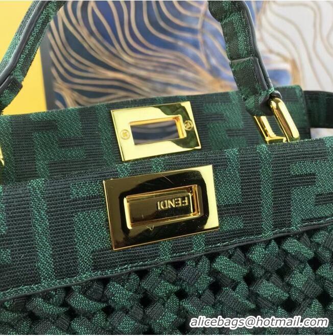 New Release Creation Fendi PEEKABOO ISEEU Weave Bag F4587 blackish green