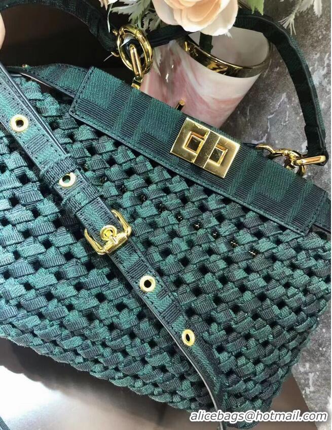 New Release Creation Fendi PEEKABOO ISEEU Weave Bag F4587 blackish green