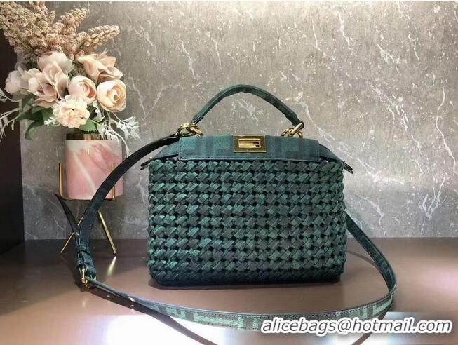 New Release Creation Fendi PEEKABOO ISEEU Weave Bag F4587 blackish green