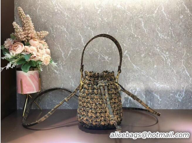 Top Quality Fendi Weave MON TRESOR mini-bag 8BS010A3 brown