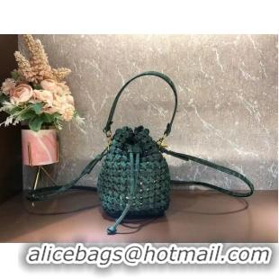 Super Quality Fendi Weave MON TRESOR mini-bag 8BS010A3 blackish green