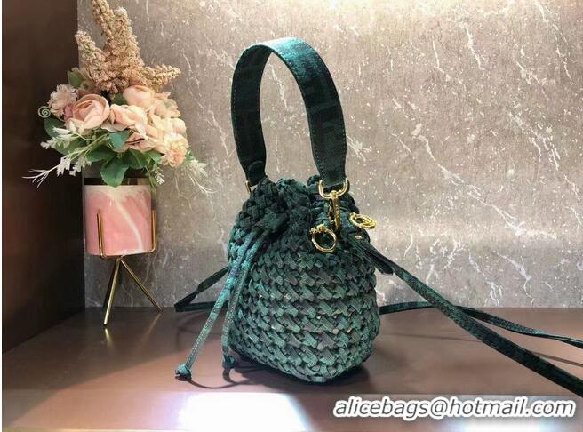 Super Quality Fendi Weave MON TRESOR mini-bag 8BS010A3 blackish green