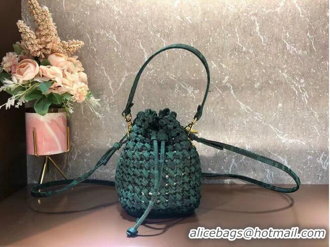 Super Quality Fendi Weave MON TRESOR mini-bag 8BS010A3 blackish green