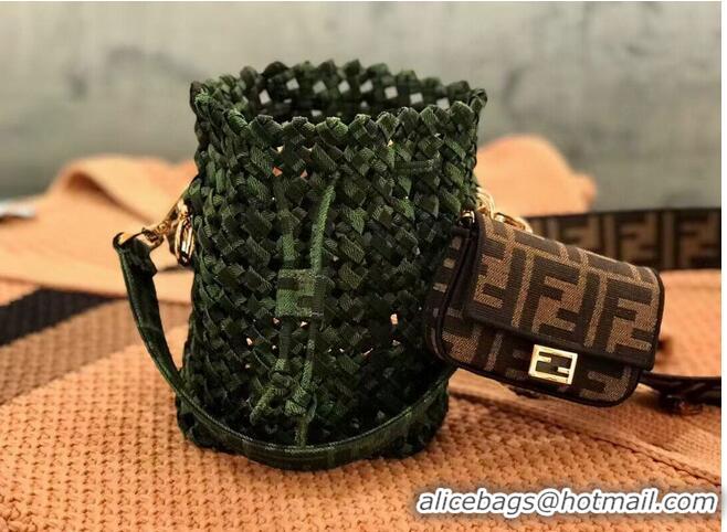 Super Quality Fendi Weave MON TRESOR mini-bag 8BS010A3 blackish green