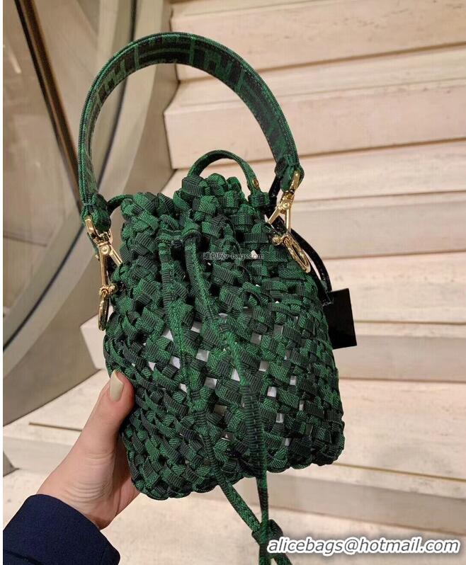 Super Quality Fendi Weave MON TRESOR mini-bag 8BS010A3 blackish green