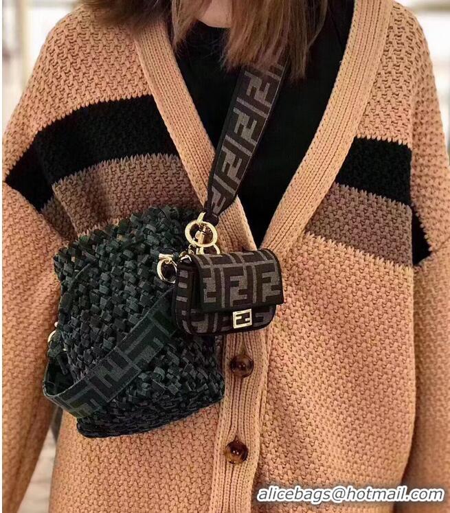 Super Quality Fendi Weave MON TRESOR mini-bag 8BS010A3 blackish green