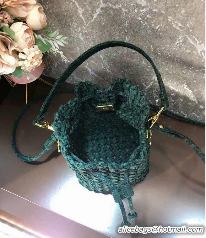 Super Quality Fendi Weave MON TRESOR mini-bag 8BS010A3 blackish green