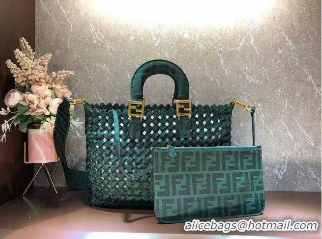 Market Sells Fendi Weave Bag F6501 blackish green