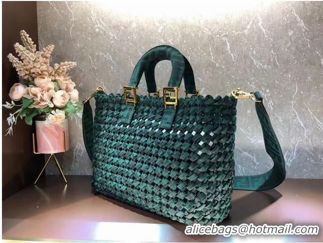 Market Sells Fendi Weave Bag F6501 blackish green