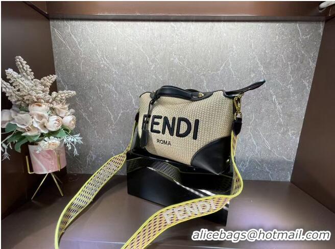 Pretty Style FENDI Braided Straw Bag F6535 black