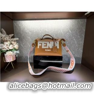 Good Quality FENDI Braided Straw Bag F6535 Camel