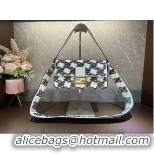 Hot Style Fendi BAGUETTE Black and grey braided leather bag 8BR600A