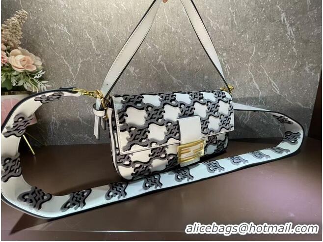 Hot Style Fendi BAGUETTE Black and grey braided leather bag 8BR600A