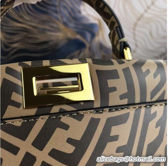 Buy Refined Fendi PEEKABOO MINI Brown leather FF Vertigo bag 8BN244AGK