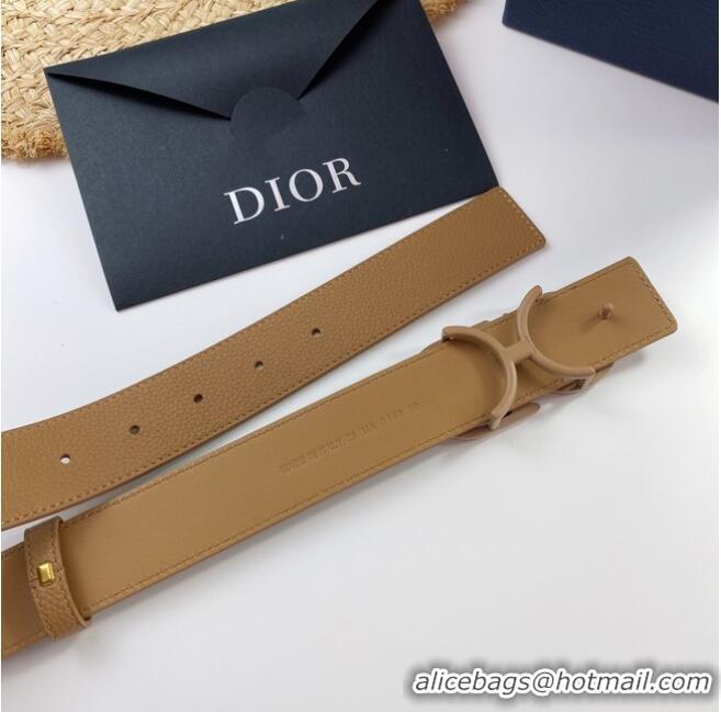 Buy Cheapest Dior Calf Leather Belt 35MM 2660 apricot