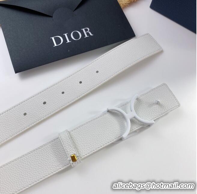 Sophisticated Inexpensive Dior Calf Leather Belt 35MM 2660 white