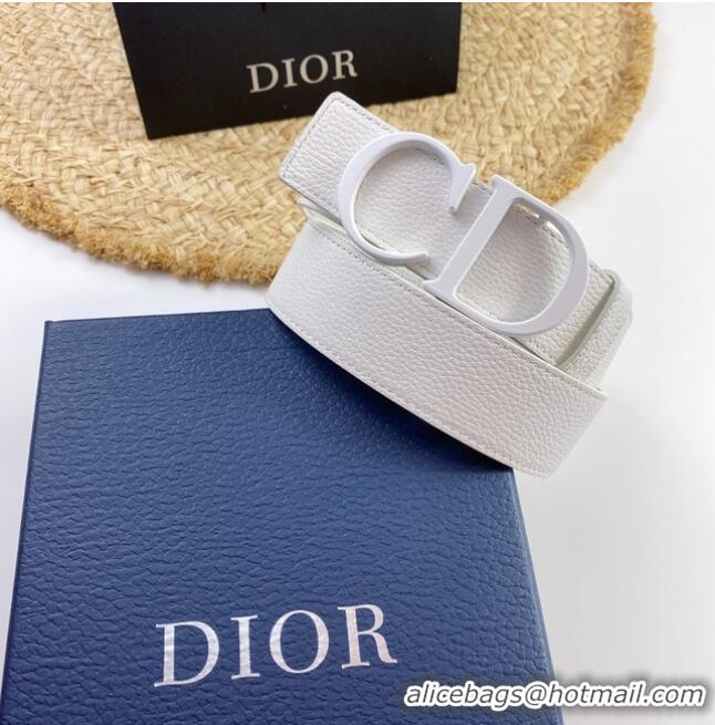 Sophisticated Inexpensive Dior Calf Leather Belt 35MM 2660 white