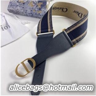 Low Cost Dior Belt 65 mm Embroidered Canvas M929 Blue & Cream