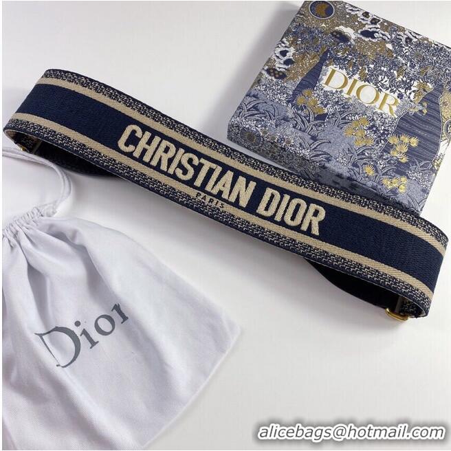 Low Cost Dior Belt 65 mm Embroidered Canvas M929 Blue & Cream