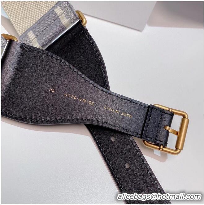 Unique Style Dior Belt 65 mm Embroidered Canvas M928 Gray & Cream