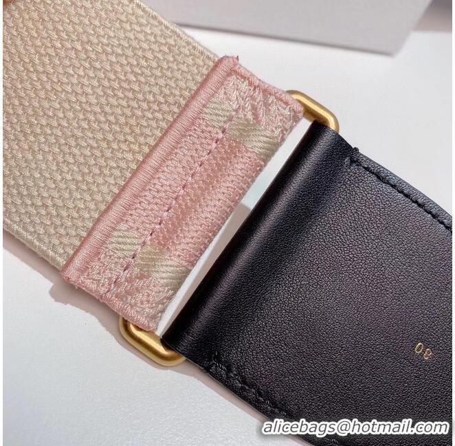 Buy Luxury Dior Belt 65 mm Embroidered Canvas M929 Pink & Cream