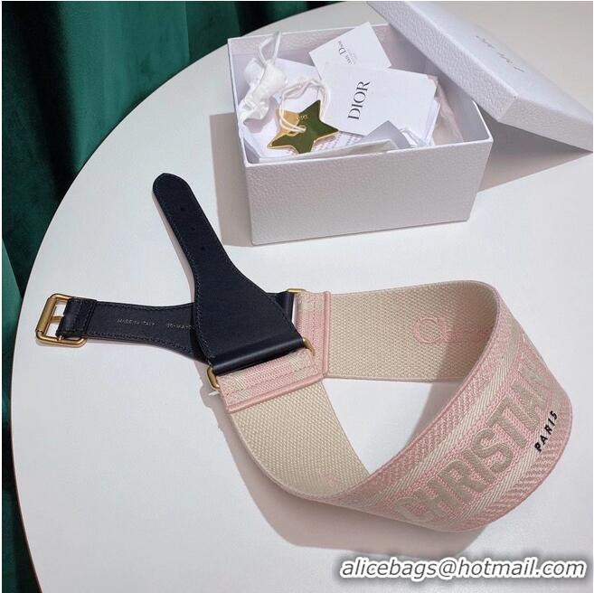 Buy Luxury Dior Belt 65 mm Embroidered Canvas M929 Pink & Cream