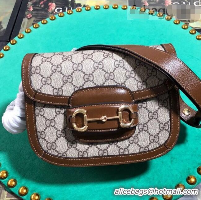 Buy Inexpensive Gucci GG Canvas 1955 Horsebit Mini Shoulder Bag 602205 Brown