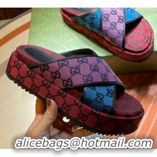 Best Product Gucci GG Denim Platform Sandal 663666 Multicolor 2021